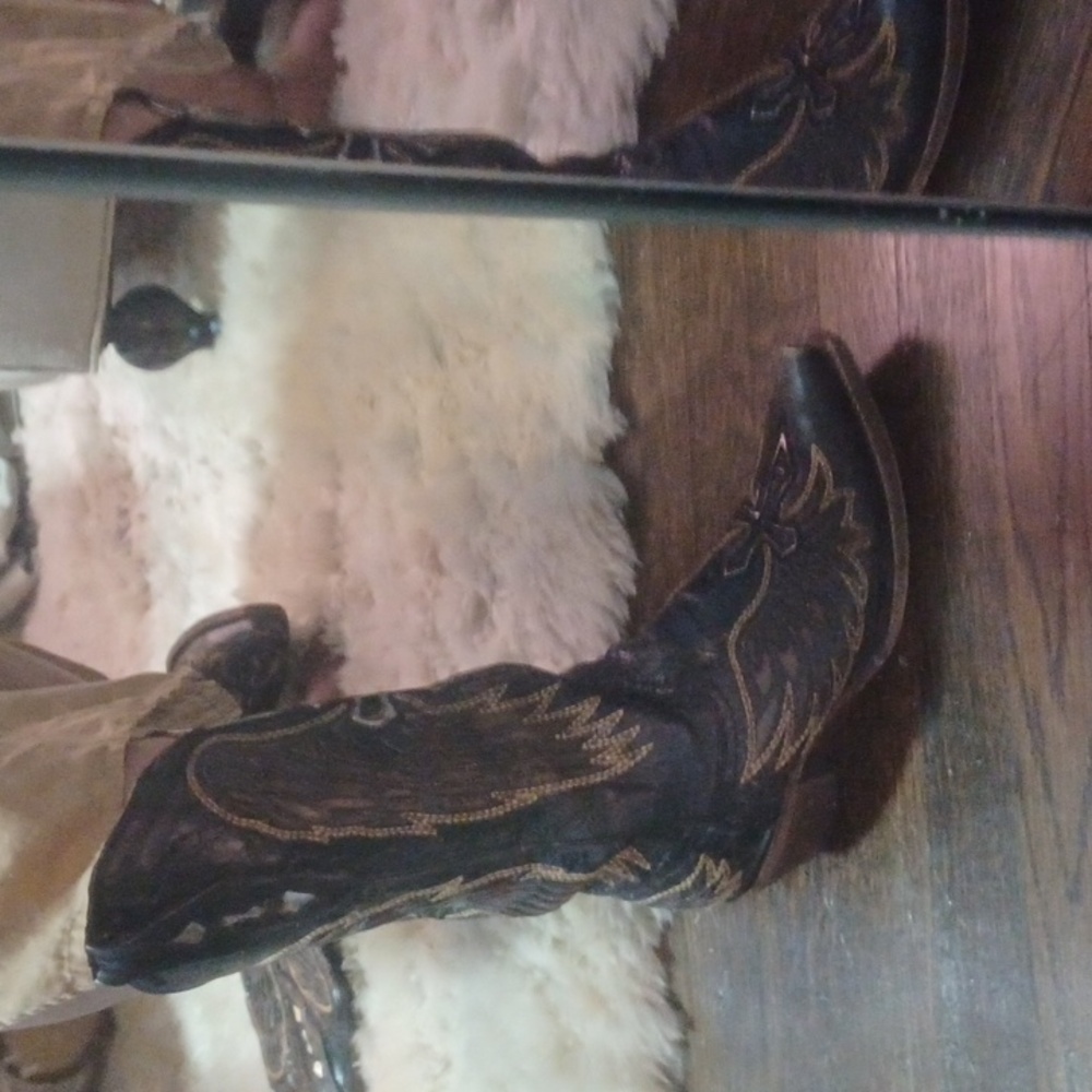 Corral Women's Boot Brown Black Size 9.5 Wing & Cross  Leather - Picture 2 of 10